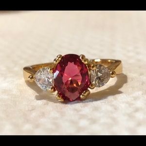 New Lab-Created Ruby Gold Filled Ring Size 5